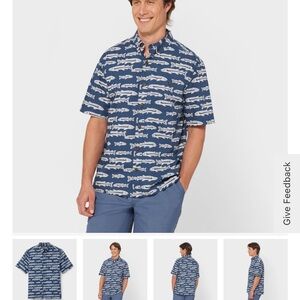Duluth Trading Co Blue Alligator Print Casual Shirt